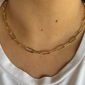 Gold Paperclip Chain, Gold Oval Link Necklace